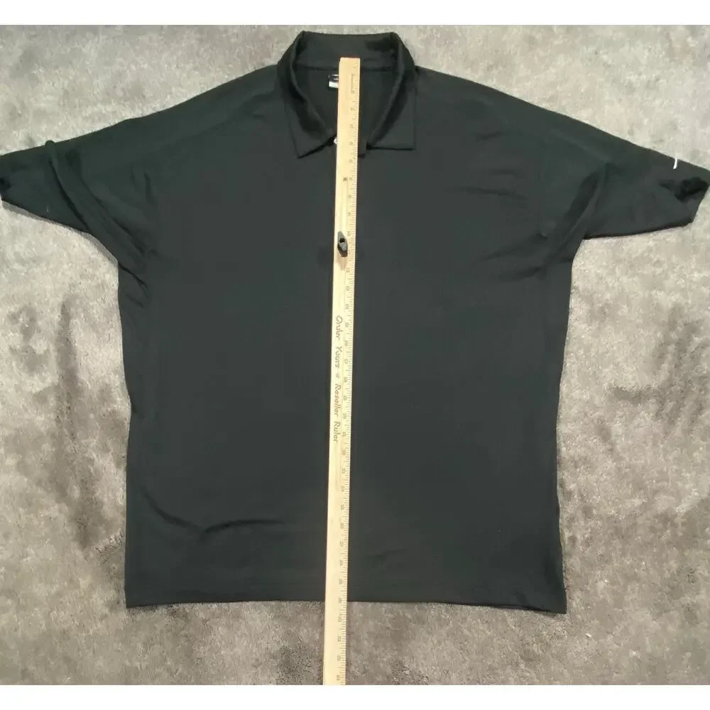 Nike Large GOLF FitDry Men's Polo Black Textured Raised Knit Collar Short Sleeve